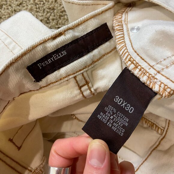 Perry Ellis men's cream jeans - Picture 5 of 8